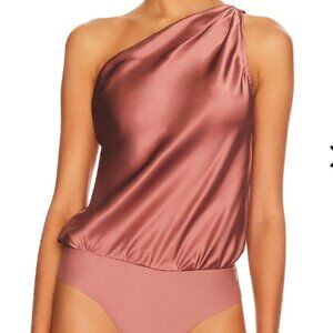 Pink Silk Cami NYC Darby Top - One Shoulder Body Suit size XS